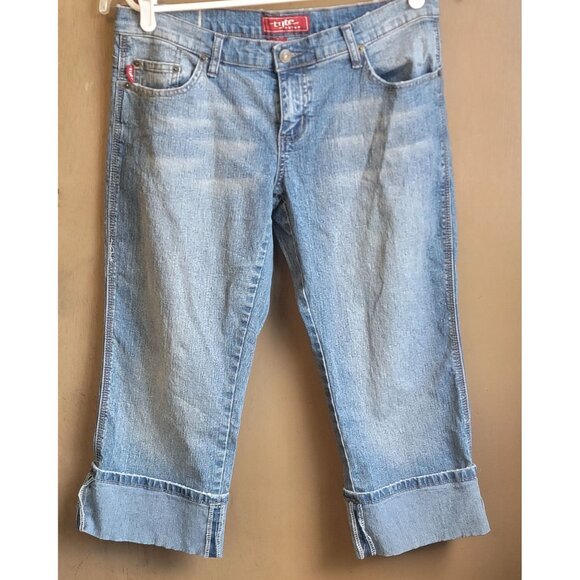 Tyte Jeans Women's 9 Capri Pants Denim  Embroidered Pocket Cuffs‎ RN88083 - Picture 1 of 14